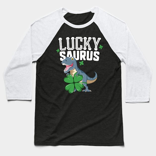 Lucky Saurus T Rex St Patricks Day T-Shirt Pat Trex Kids Baseball T-Shirt by 14thFloorApparel